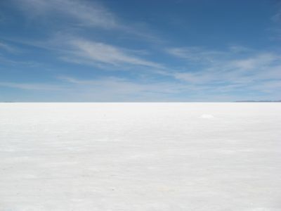 塩湖の白と空の青がきれい